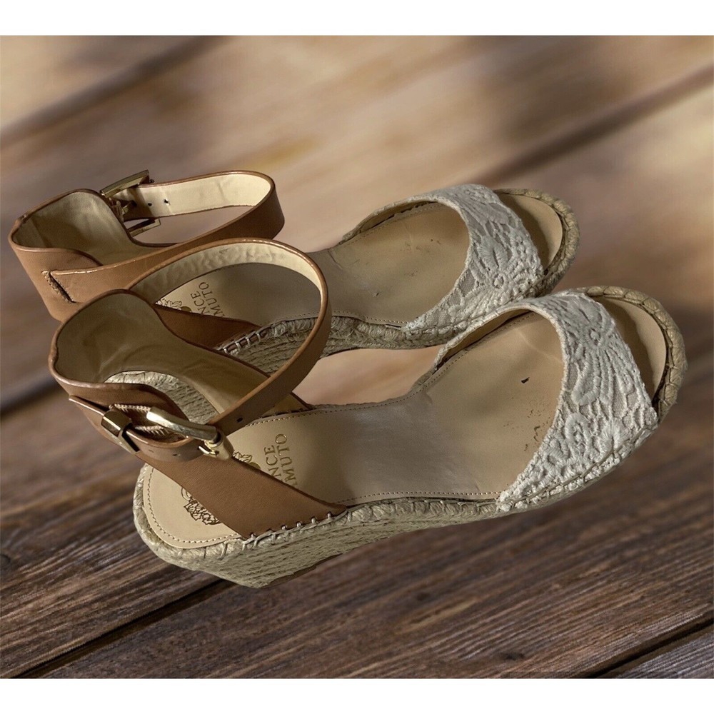 Vince Camuto Platform Wedge Sandal Women’s 9 1/2M Shoe Taupe Vp Tesa
